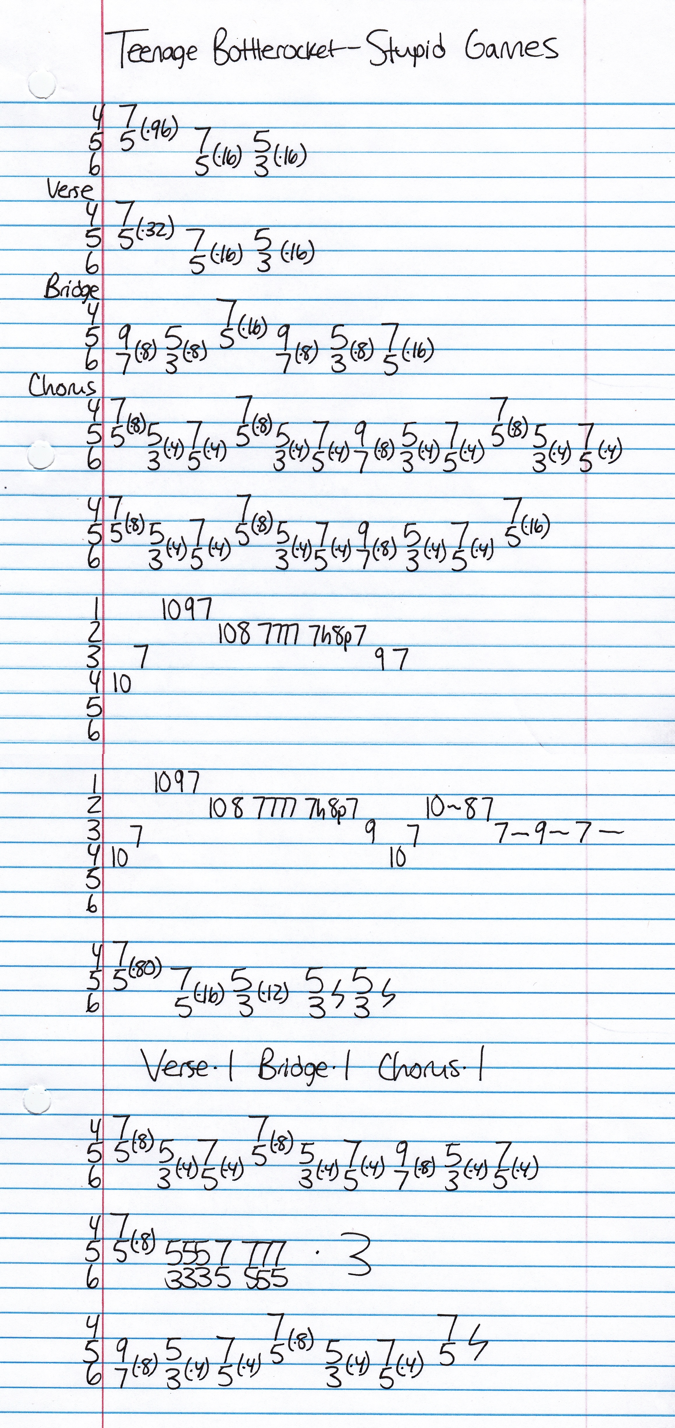 High quality guitar tab for Stupid Games by Teenage Bottlerocket off of the album Total. ***Complete and accurate guitar tab!***